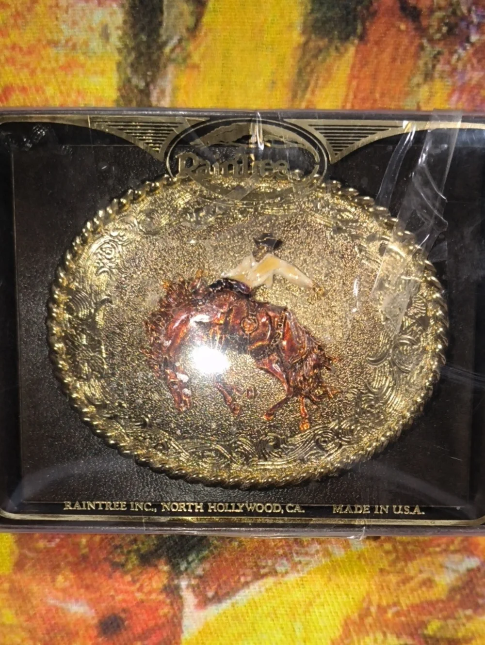 Raintree Inc North Hollywood CA Rodeo Belt Buckle New Old Stock